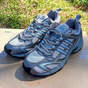 Adidas Adiprene Running Shoes – Silver & Sky Blue – Size 4 boys– Y2K Sneaker